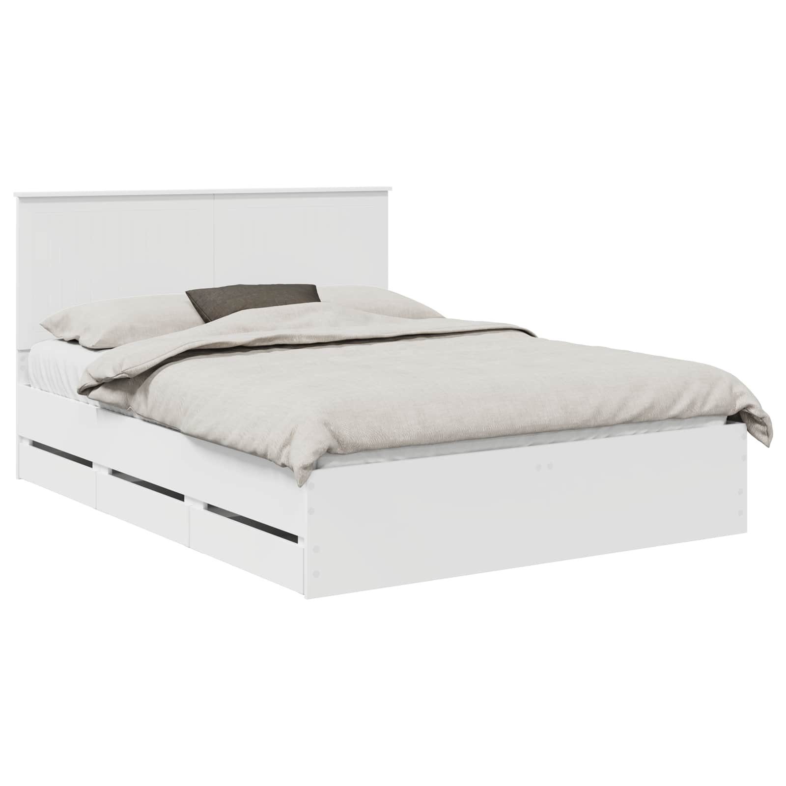 Bed Frame with Drawer White 150 x 200 cm Engineer Wood