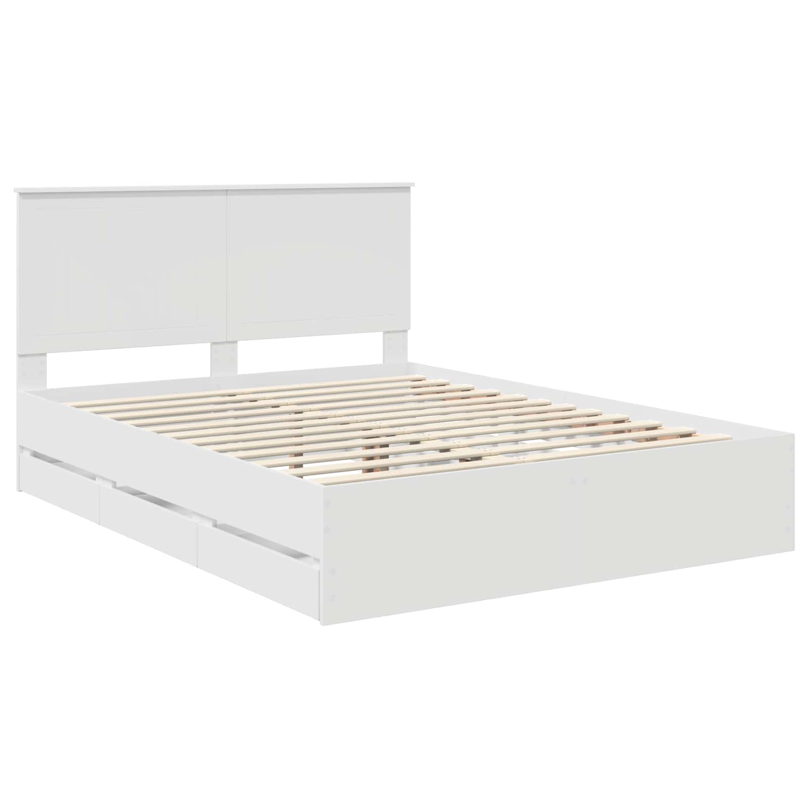 Bed Frame with Drawer White 150 x 200 cm Engineer Wood