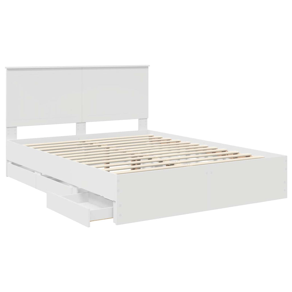 Bed Frame with Drawer White 150 x 200 cm Engineer Wood