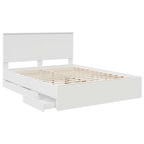 Bed Frame with Drawer White 150 x 200 cm Engineer Wood