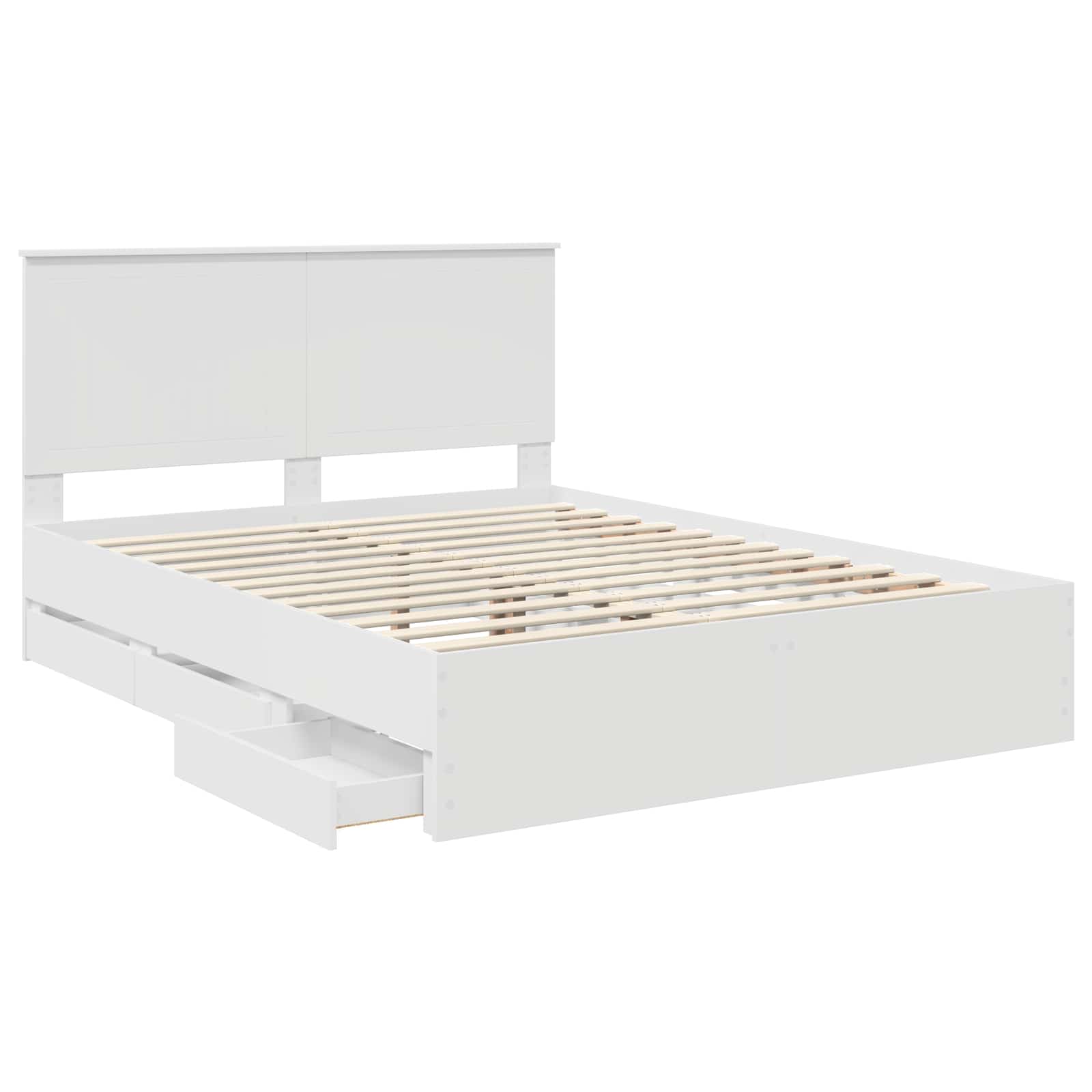 Bed Frame with Drawer White 150 x 200 cm Engineer Wood