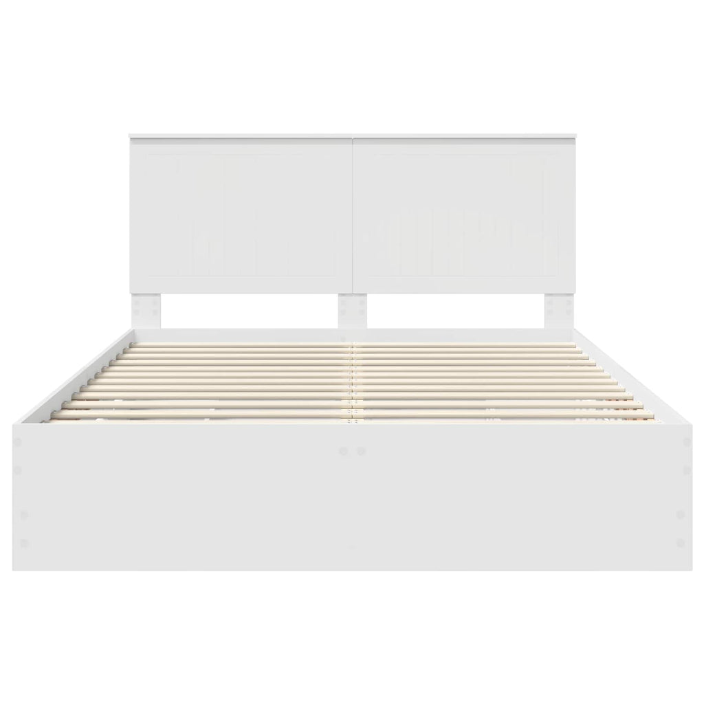 Bed Frame with Drawer White 150 x 200 cm Engineer Wood