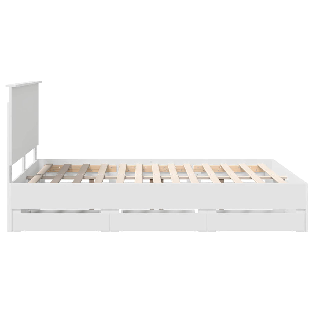 Bed Frame with Drawer White 150 x 200 cm Engineer Wood