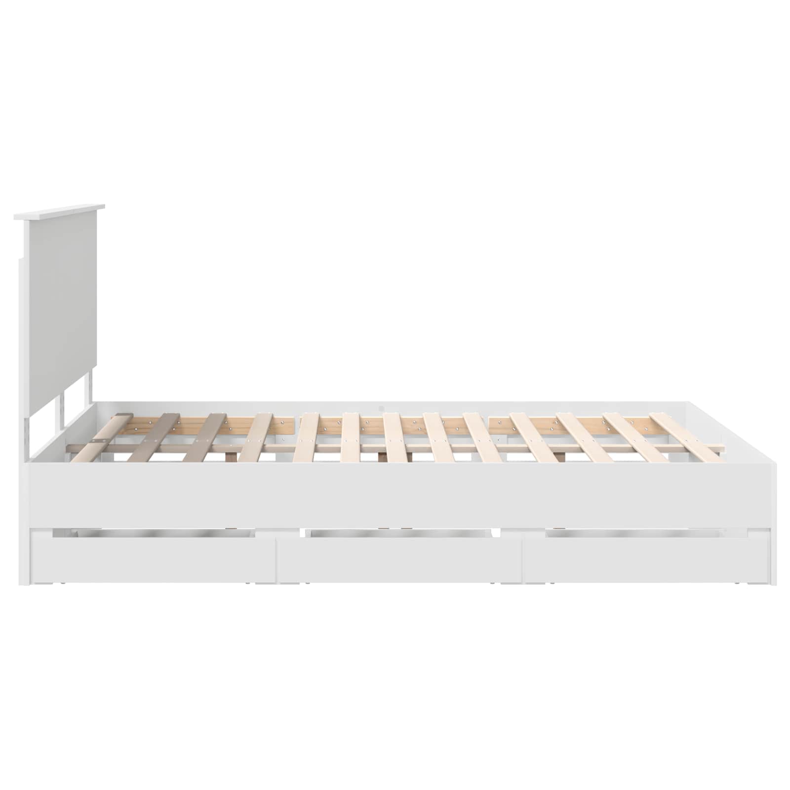 Bed Frame with Drawer White 150 x 200 cm Engineer Wood