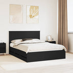 Bed Frame with Drawer Black 150 x 200 cm Engineer Wood