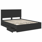 Bed Frame with Drawer Black 150 x 200 cm Engineer Wood