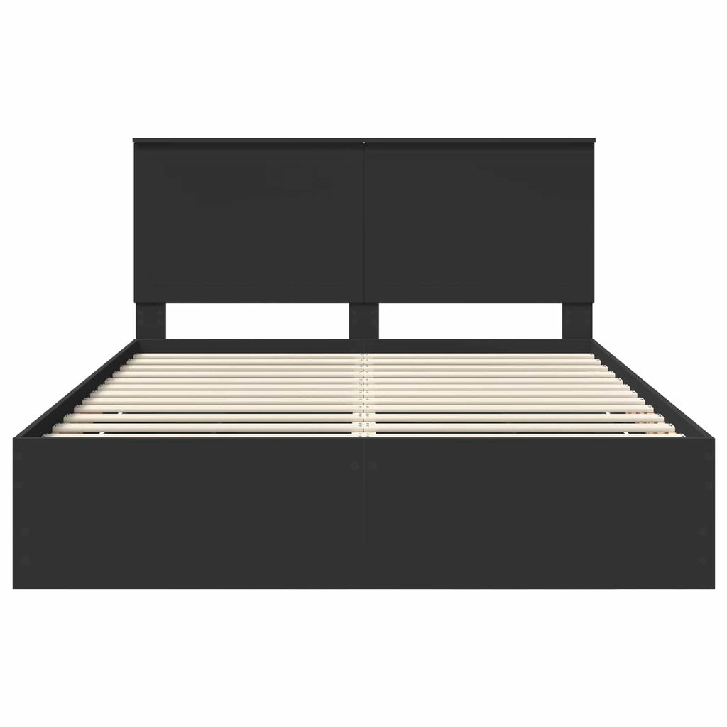 Bed Frame with Drawer Black 150 x 200 cm Engineer Wood