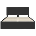 Bed Frame with Drawer Black 150 x 200 cm Engineer Wood