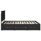 Bed Frame with Drawer Black 150 x 200 cm Engineer Wood