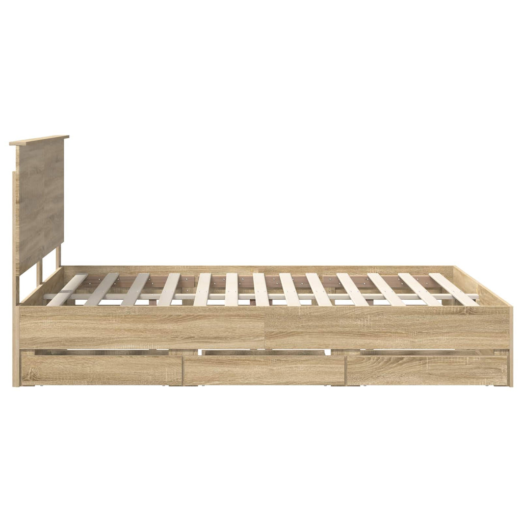 Bed Frame with Drawer Sonoma Oak 150 x 200 cm Engineer Wood