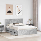 Bed Frame with Drawer Concrete Grey 150 x 200 cm Engineer Wood