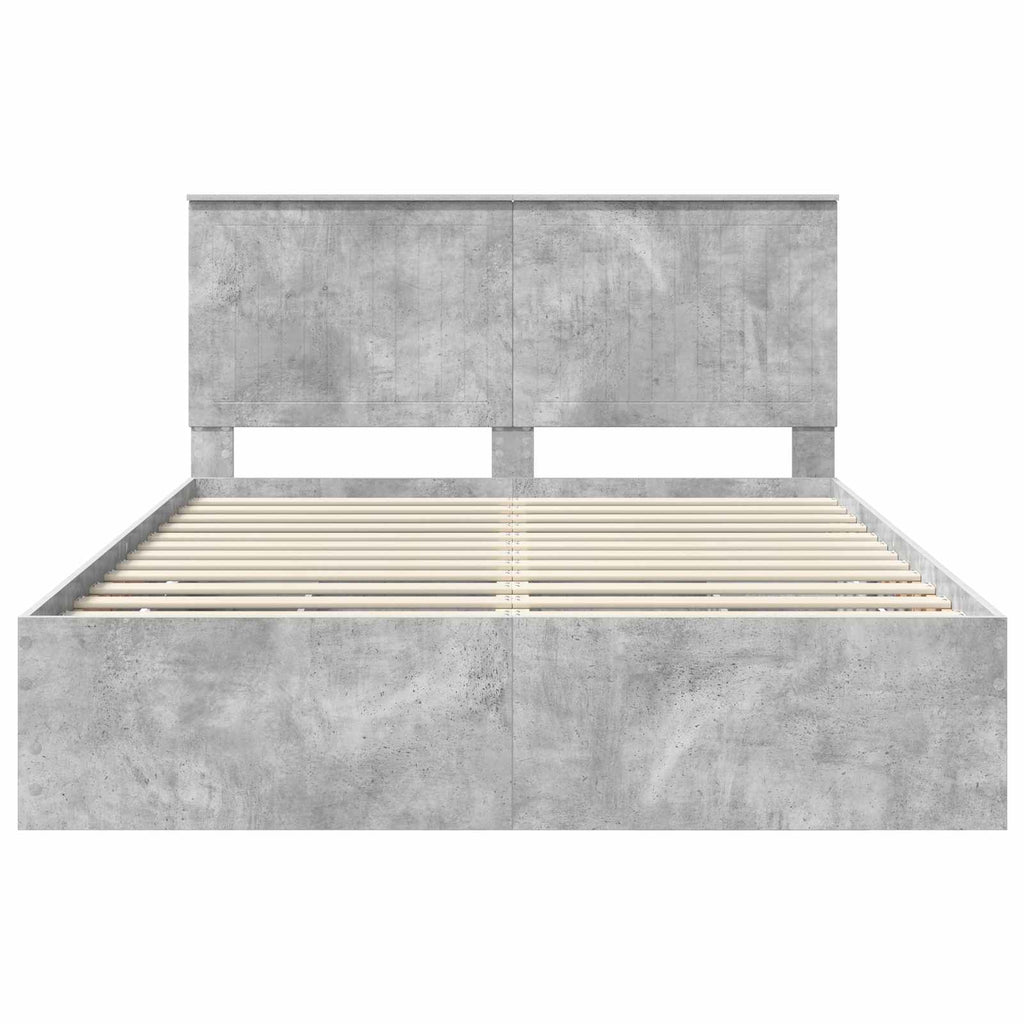 Bed Frame with Drawer Concrete Grey 150 x 200 cm Engineer Wood