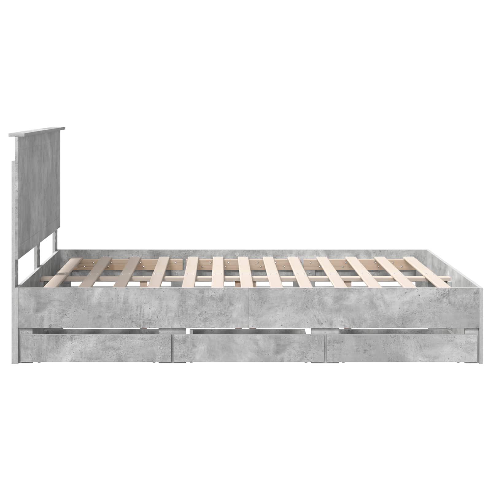 Bed Frame with Drawer Concrete Grey 150 x 200 cm Engineer Wood