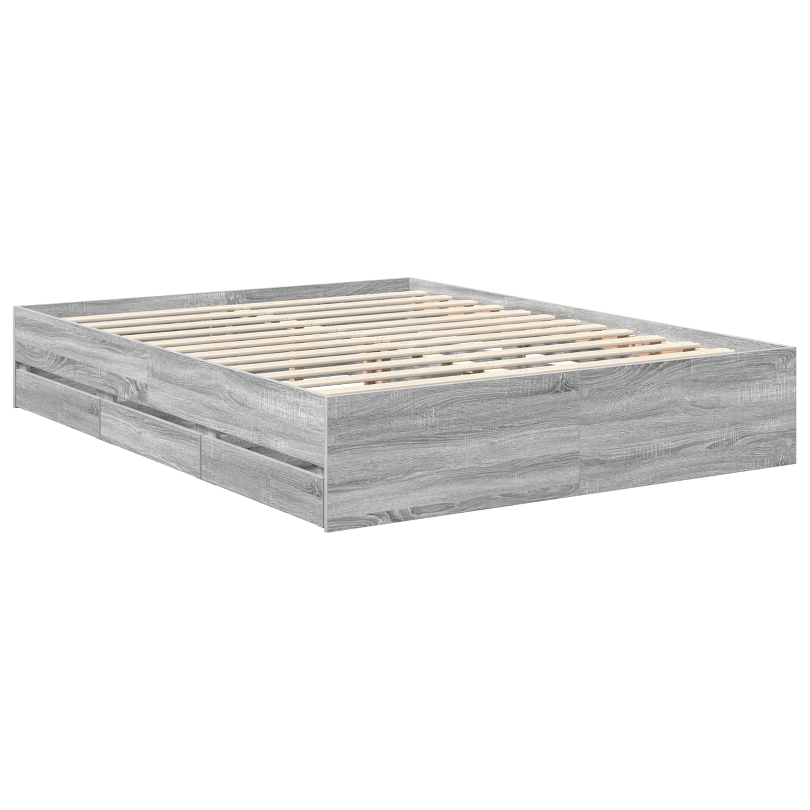 Bed Frame with Drawer Grey Sonoma 150 x 200 cm Engineer Wood
