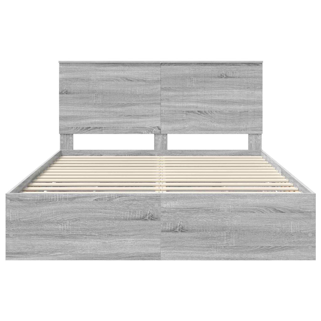 Bed Frame with Drawer Grey Sonoma 150 x 200 cm Engineer Wood