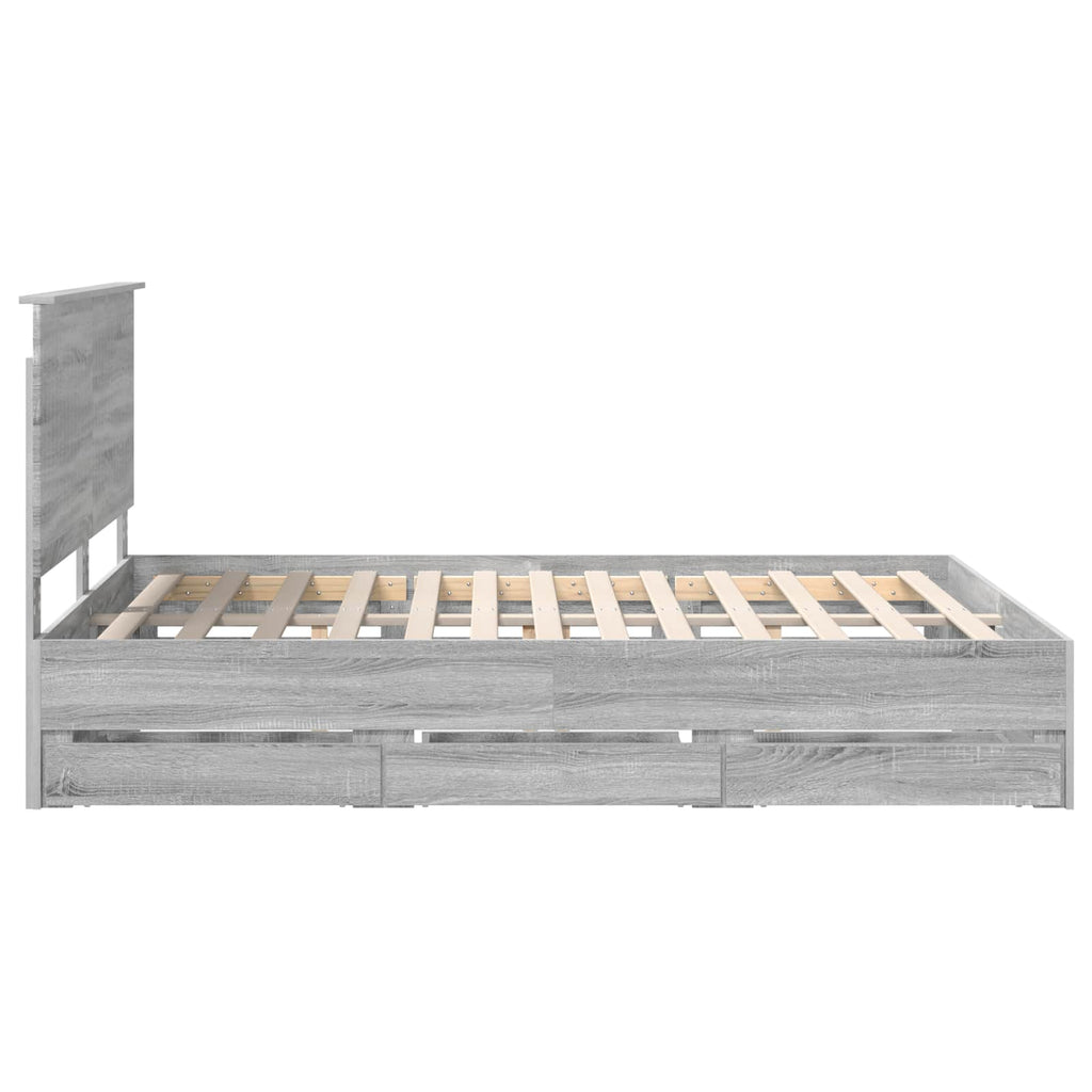 Bed Frame with Drawer Grey Sonoma 150 x 200 cm Engineer Wood