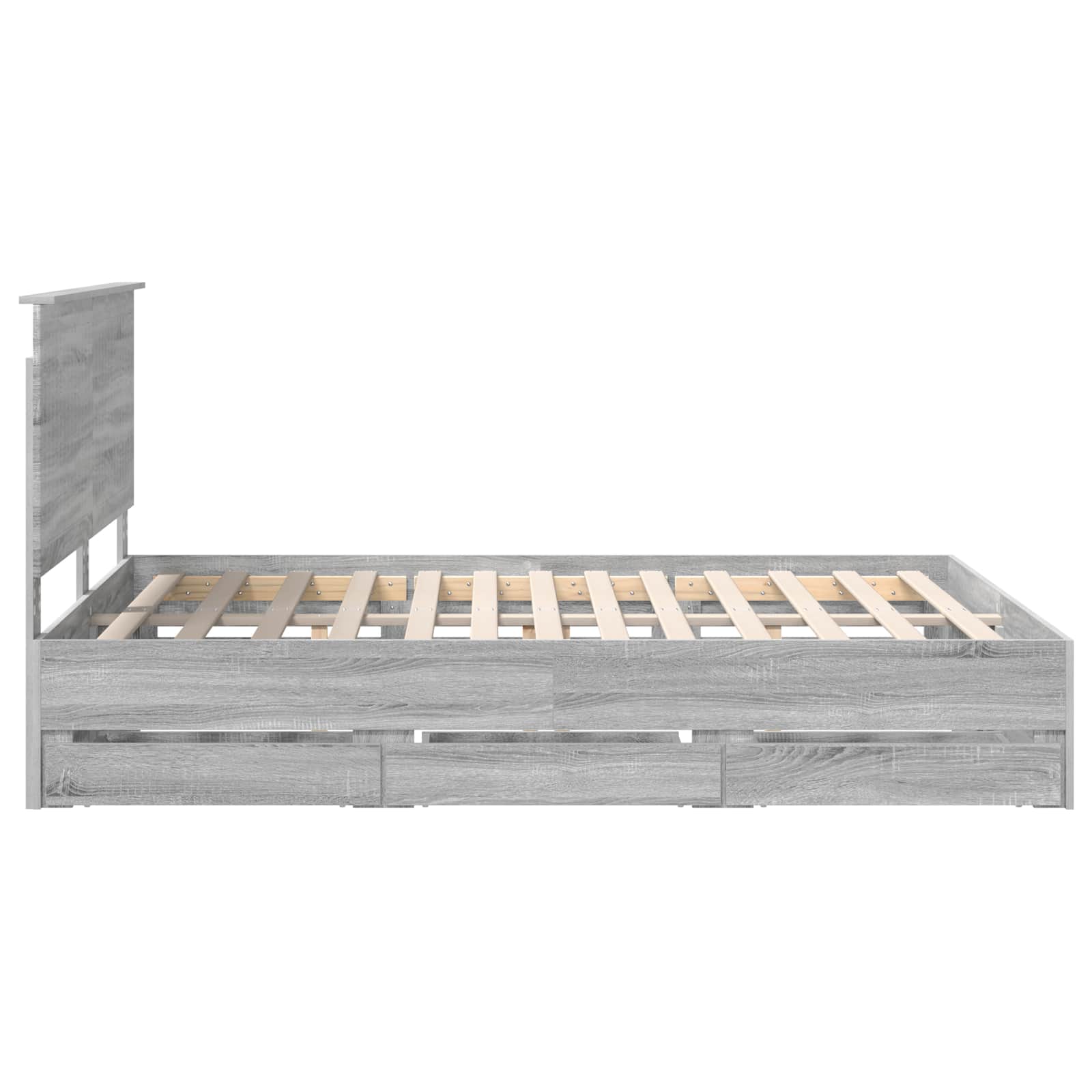 Bed Frame with Drawer Grey Sonoma 150 x 200 cm Engineer Wood