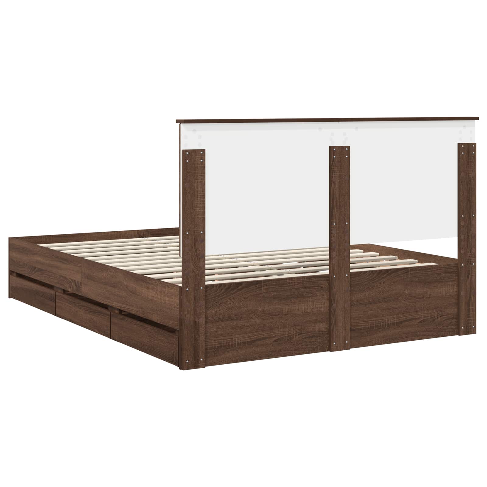 Bed Frame with Drawer Brown Oak 150 x 200 cm Engineer Wood