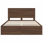 Bed Frame with Drawer Brown Oak 150 x 200 cm Engineer Wood
