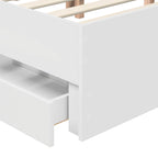 Bed Frame with Drawer White 140 x 190 cm Engineer Wood
