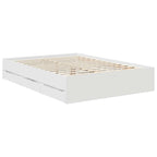 Bed Frame with Drawer White 140 x 190 cm Engineer Wood