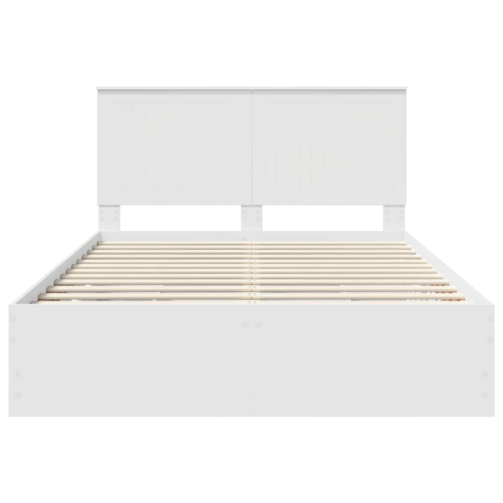Bed Frame with Drawer White 140 x 190 cm Engineer Wood