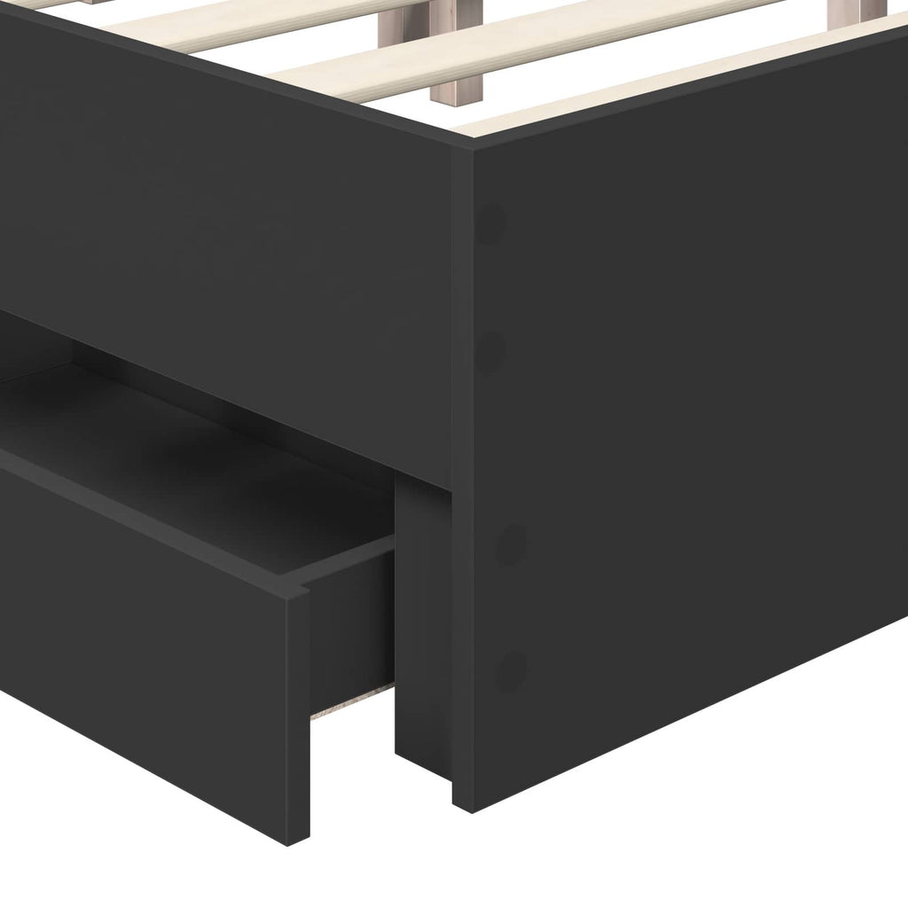 Bed Frame with Drawer Black 140 x 190 cm Engineer Wood