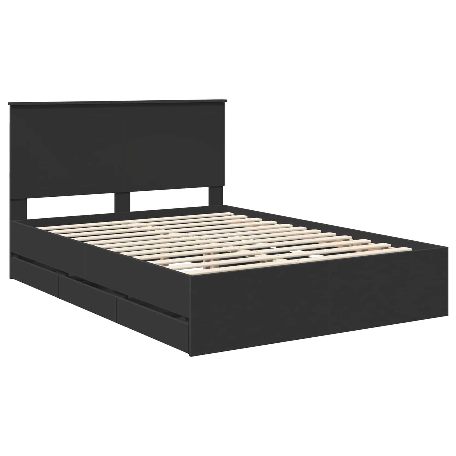 Bed Frame with Drawer Black 140 x 190 cm Engineer Wood