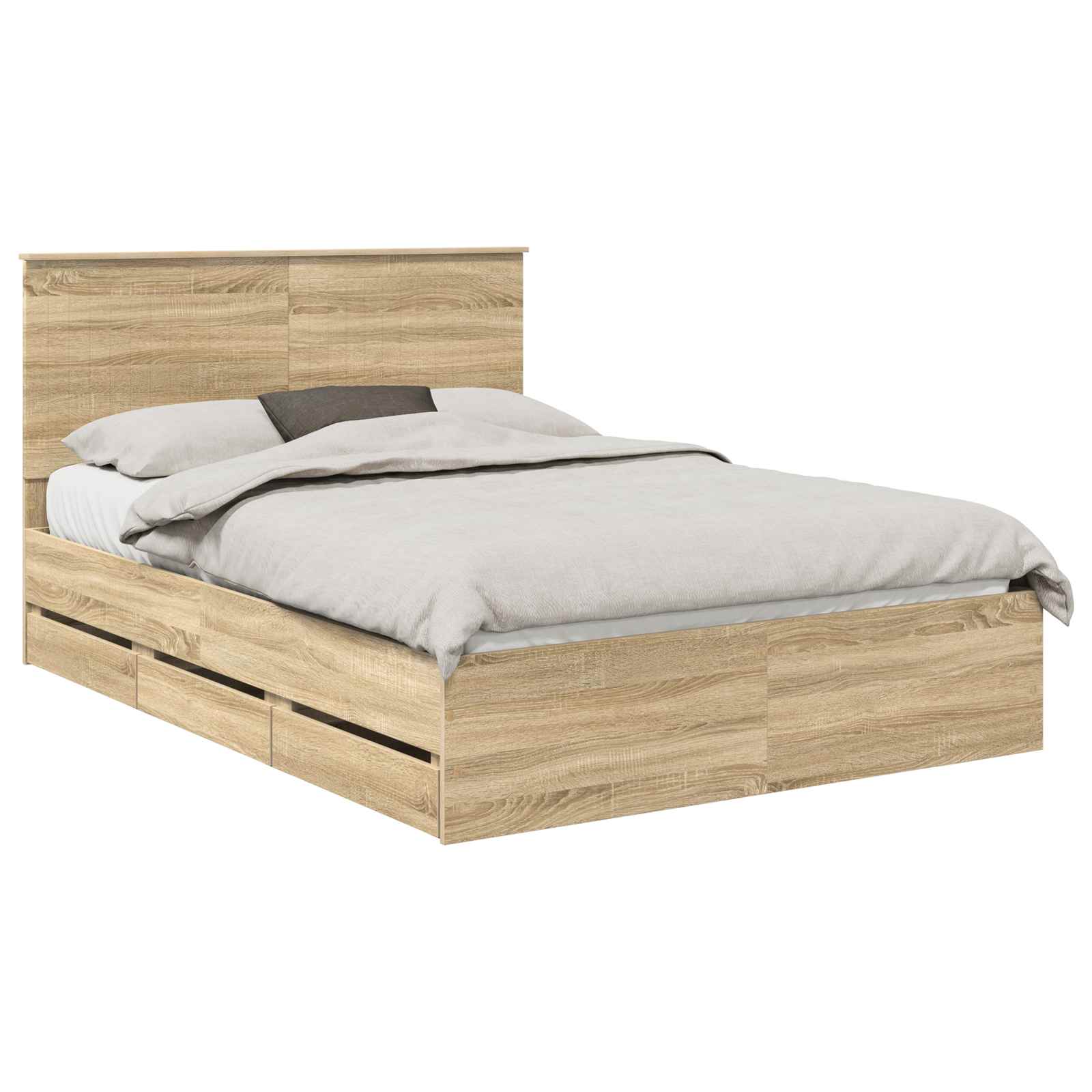 Bed Frame with Drawer Sonoma Oak 140 x 190 cm Engineer Wood