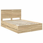 Bed Frame with Drawer Sonoma Oak 140 x 190 cm Engineer Wood