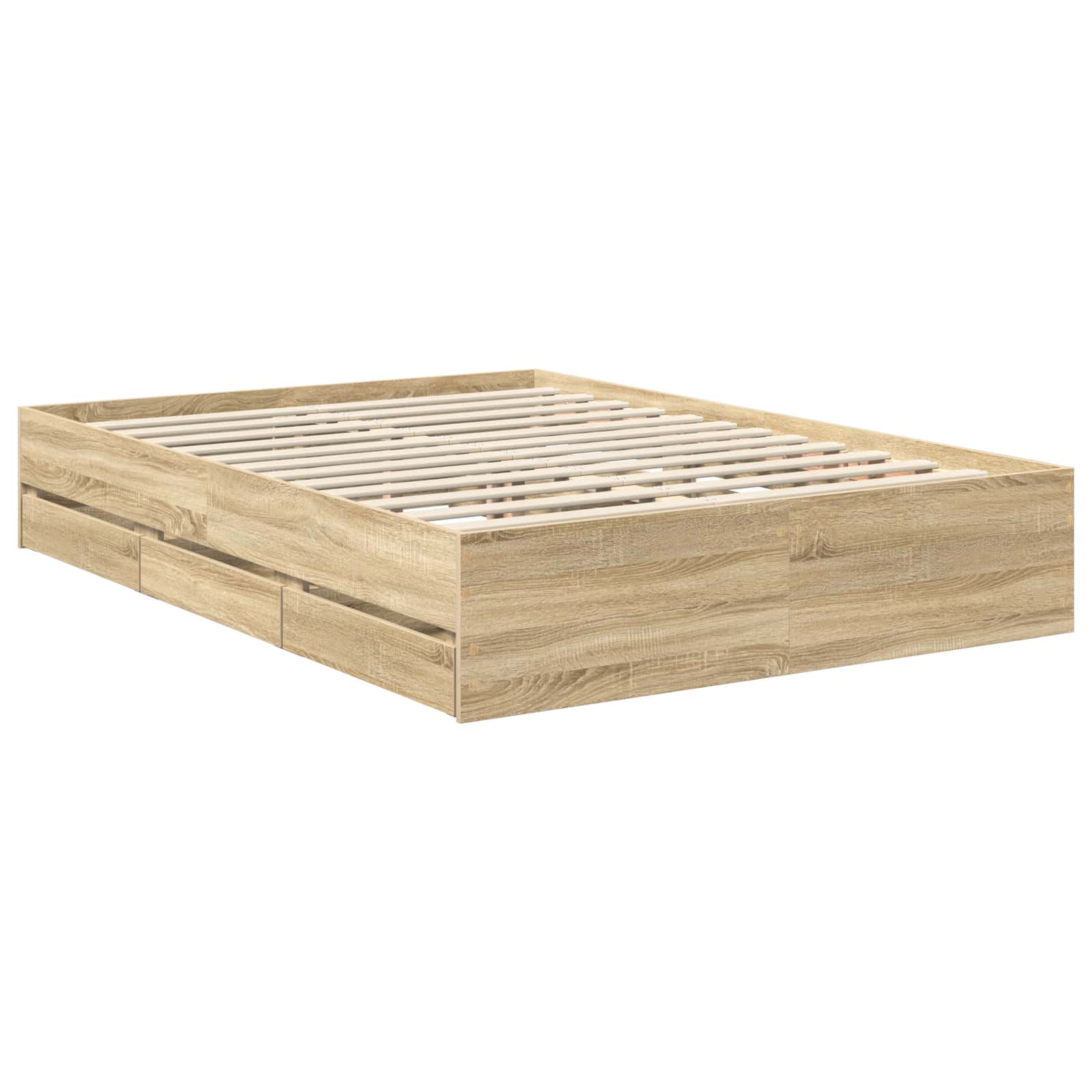 Bed Frame with Drawer Sonoma Oak 140 x 190 cm Engineer Wood
