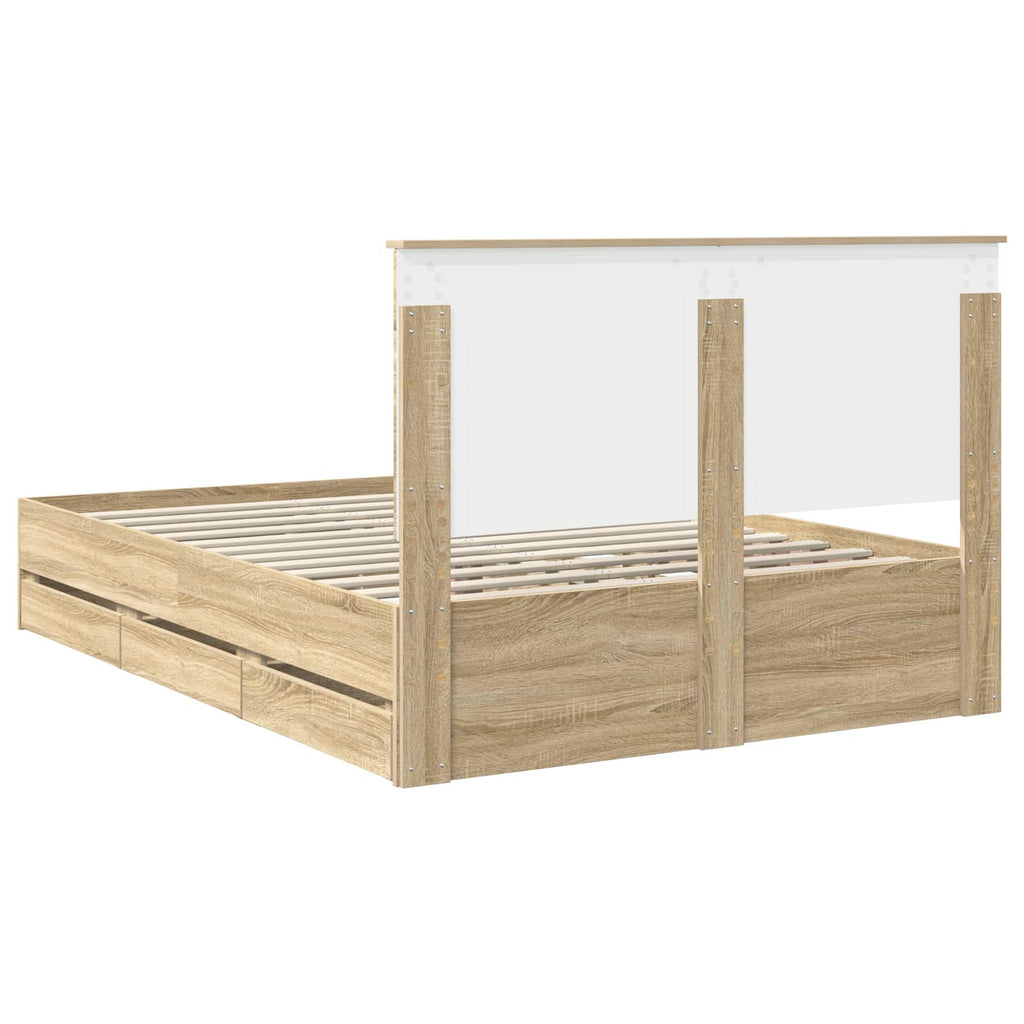 Bed Frame with Drawer Sonoma Oak 140 x 190 cm Engineer Wood