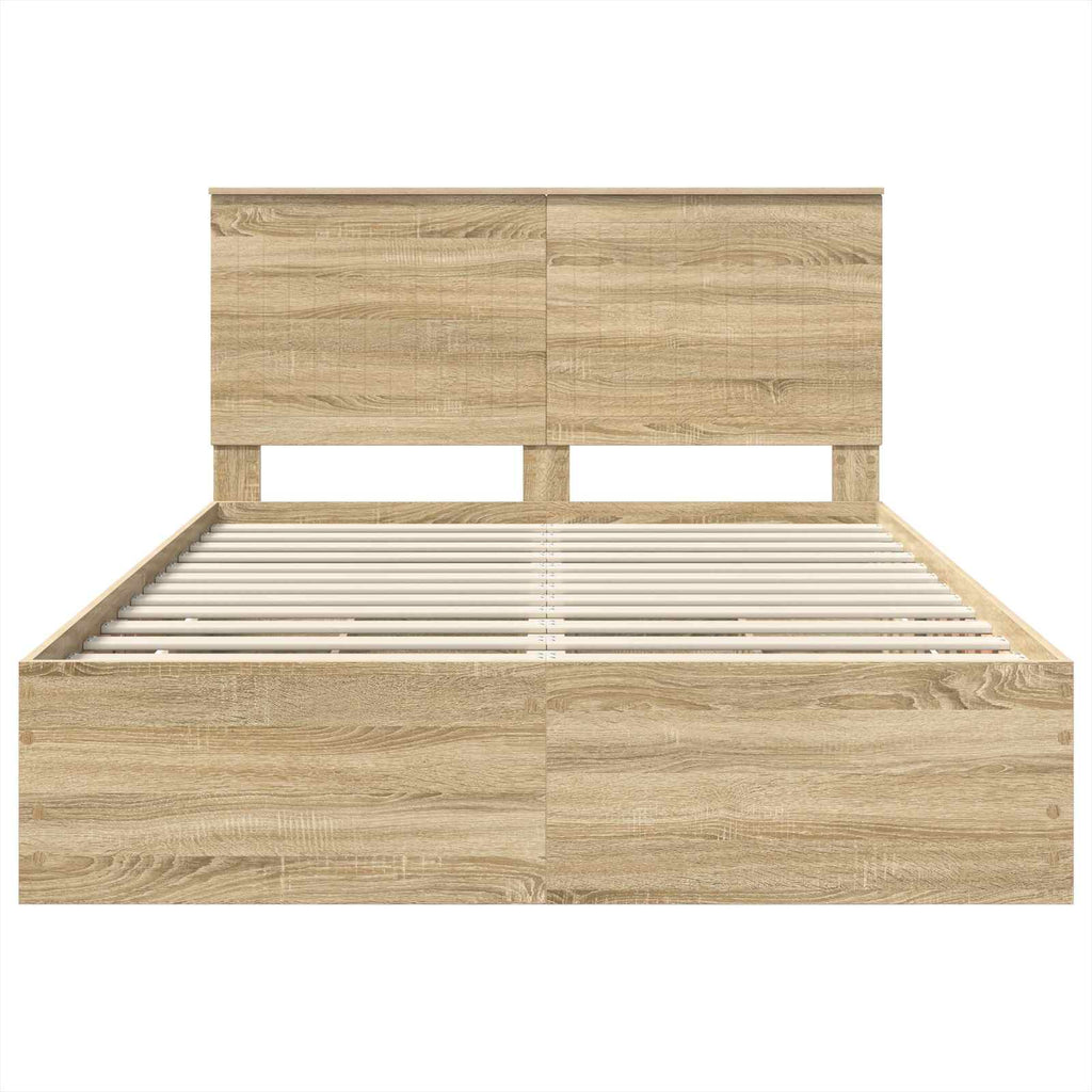 Bed Frame with Drawer Sonoma Oak 140 x 190 cm Engineer Wood