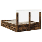 Bed Frame with Drawer Smoked Oak 140 x 190 cm Engineer Wood