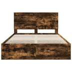 Bed Frame with Drawer Smoked Oak 140 x 190 cm Engineer Wood