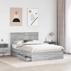 Bed Frame with Drawer Grey Sonoma 140 x 190 cm Engineer Wood