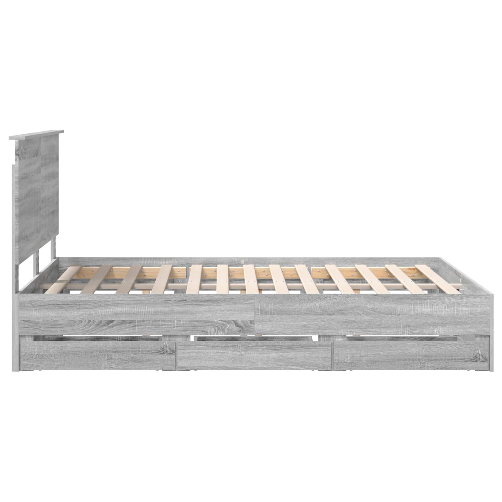Bed Frame with Drawer Grey Sonoma 140 x 190 cm Engineer Wood