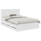 Bed Frame with Drawer White 140 x 200 cm Engineer Wood