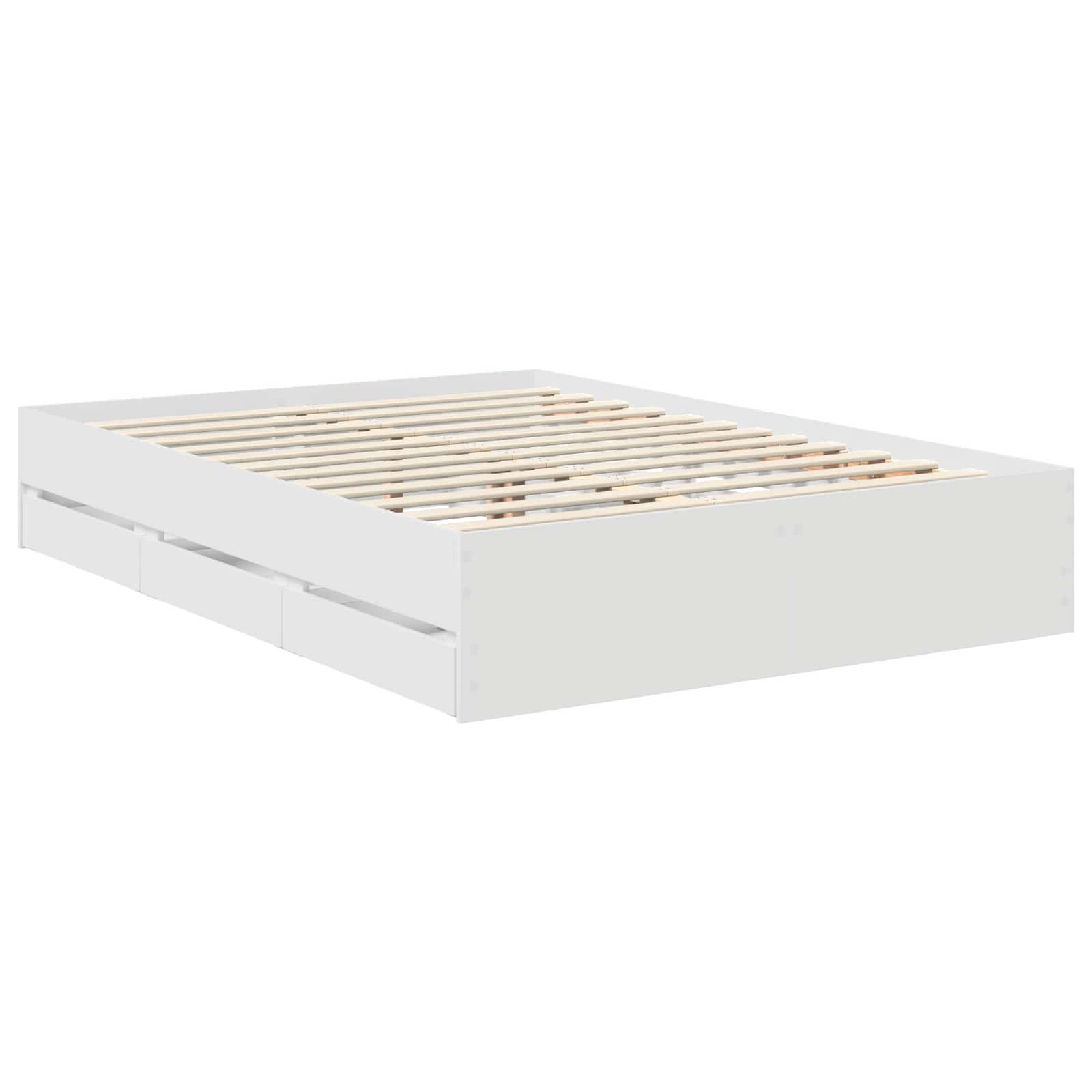 Bed Frame with Drawer White 140 x 200 cm Engineer Wood