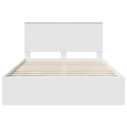 Bed Frame with Drawer White 140 x 200 cm Engineer Wood