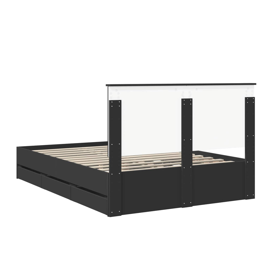 Bed Frame with Drawer Black 140 x 200 cm Engineer Wood