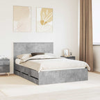 Bed Frame with Drawer Concrete Grey 140 x 200 cm Engineer Wood