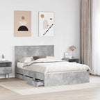 Bed Frame with Drawer Concrete Grey 140 x 200 cm Engineer Wood