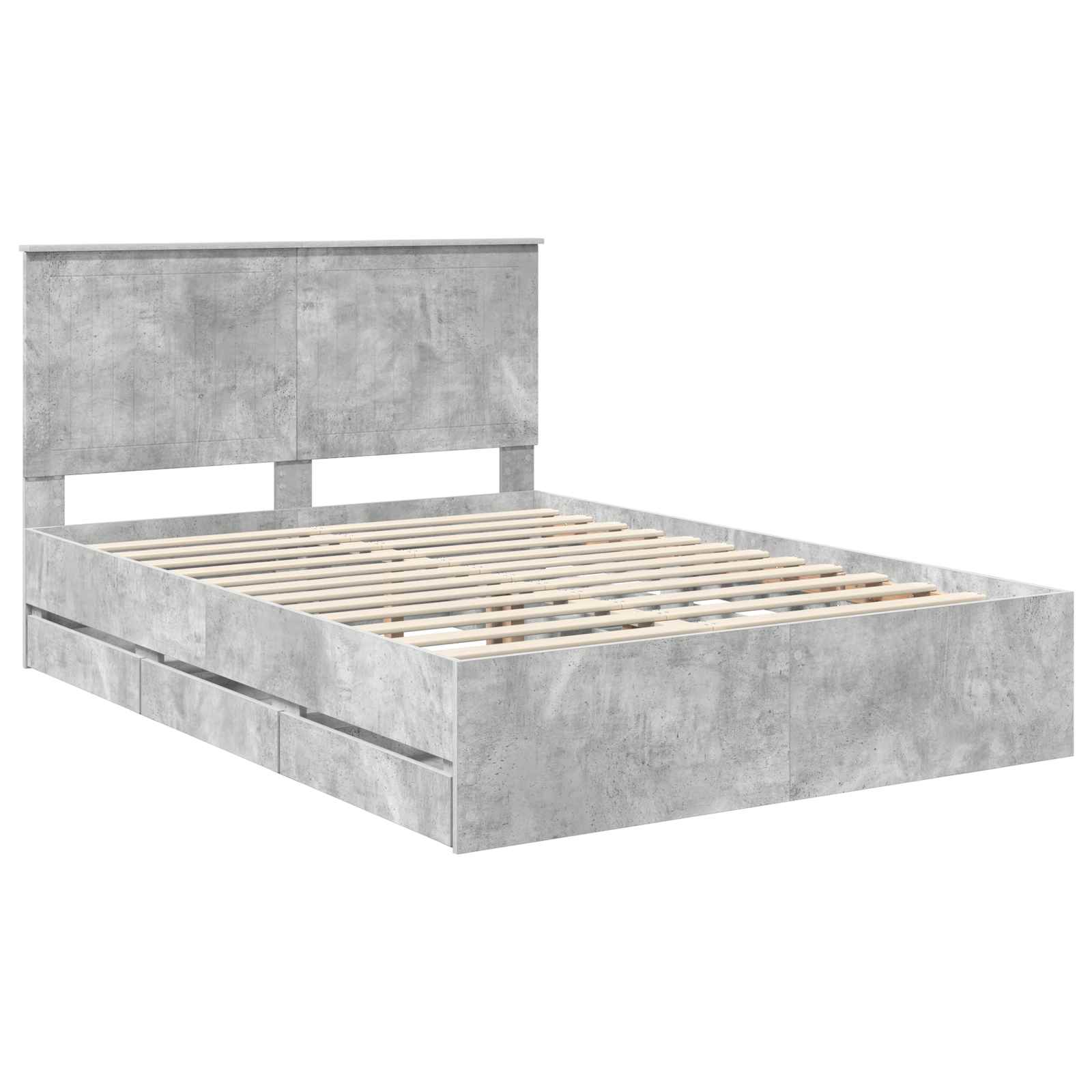 Bed Frame with Drawer Concrete Grey 140 x 200 cm Engineer Wood