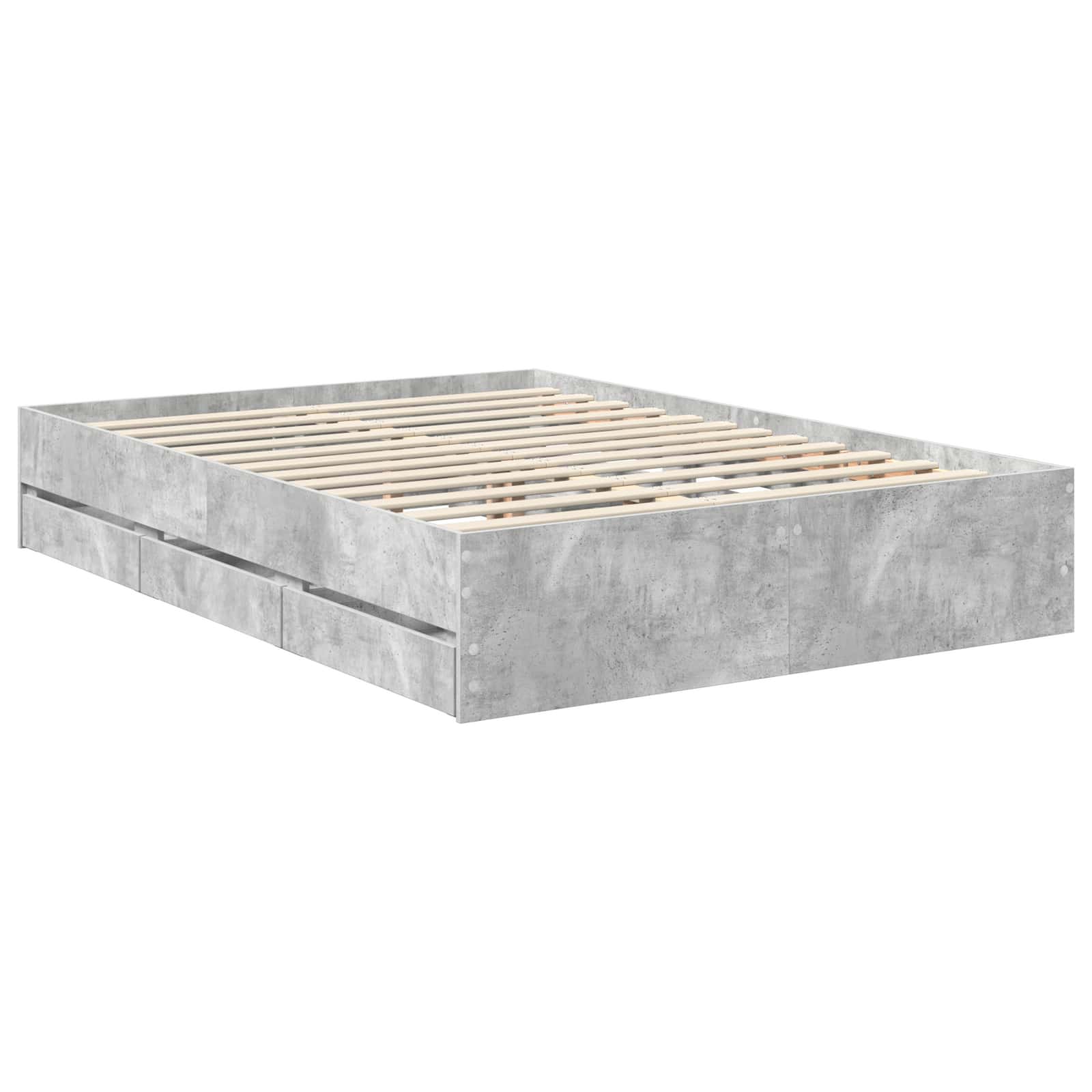Bed Frame with Drawer Concrete Grey 140 x 200 cm Engineer Wood