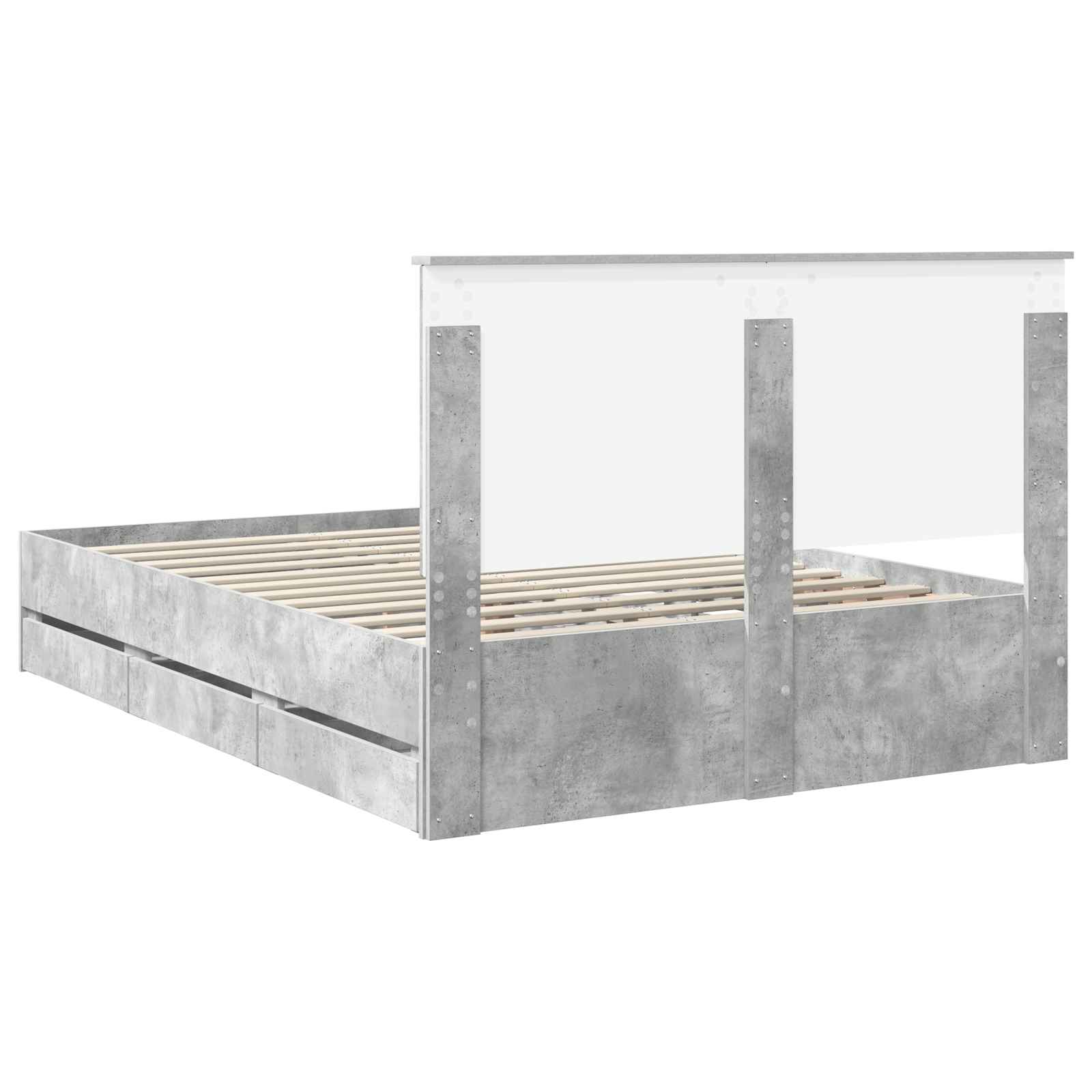 Bed Frame with Drawer Concrete Grey 140 x 200 cm Engineer Wood