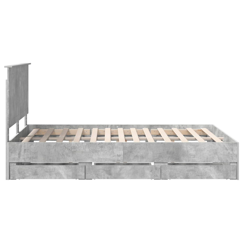 Bed Frame with Drawer Concrete Grey 140 x 200 cm Engineer Wood
