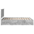 Bed Frame with Drawer Concrete Grey 140 x 200 cm Engineer Wood