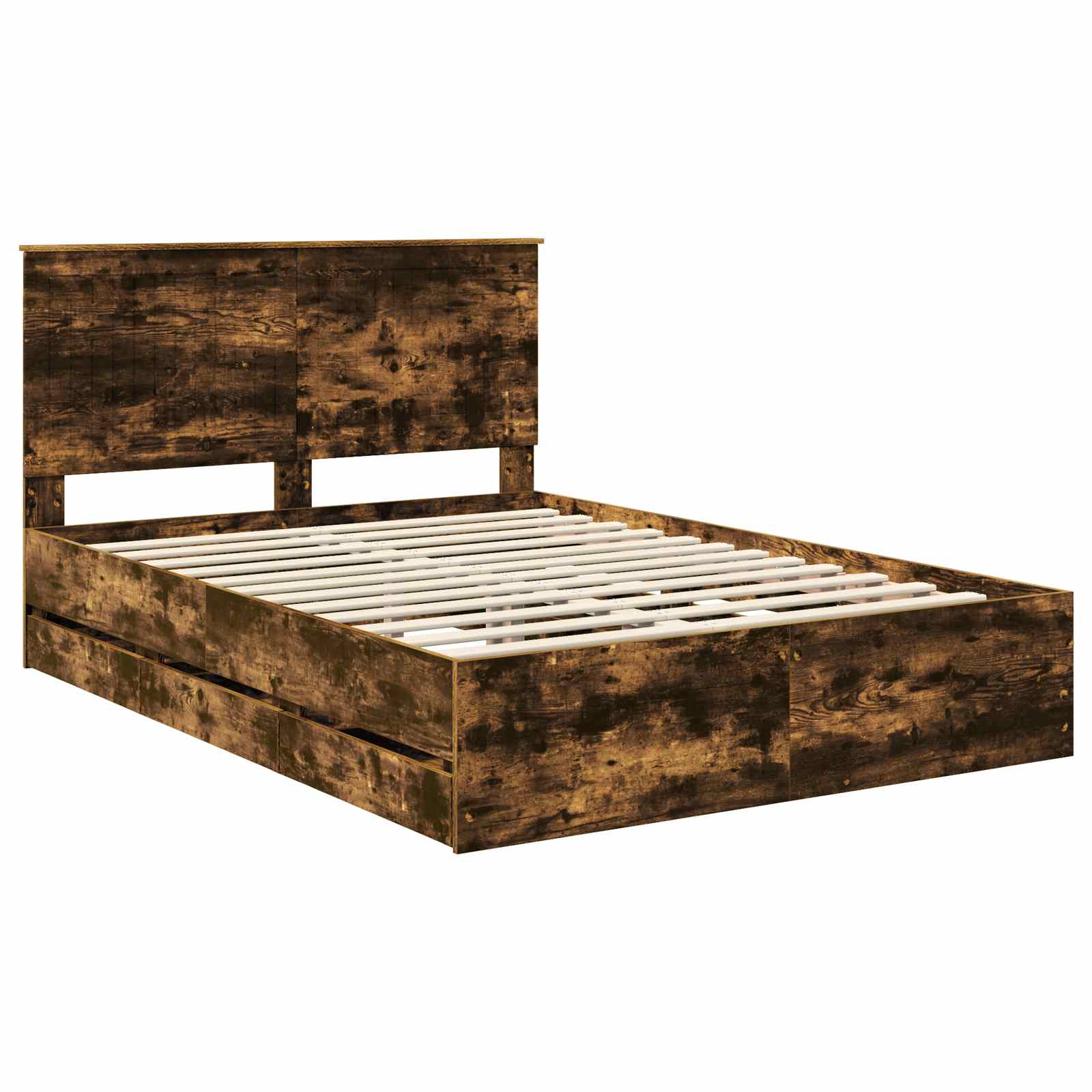 Bed Frame with Drawer Smoked Oak 140 x 200 cm Engineer Wood