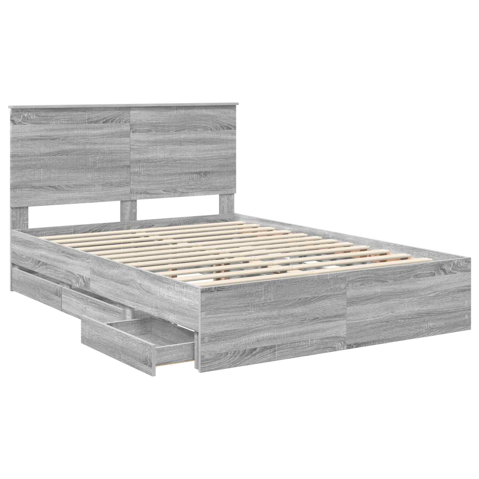 Bed Frame with Drawer Grey Sonoma 140 x 200 cm Engineer Wood